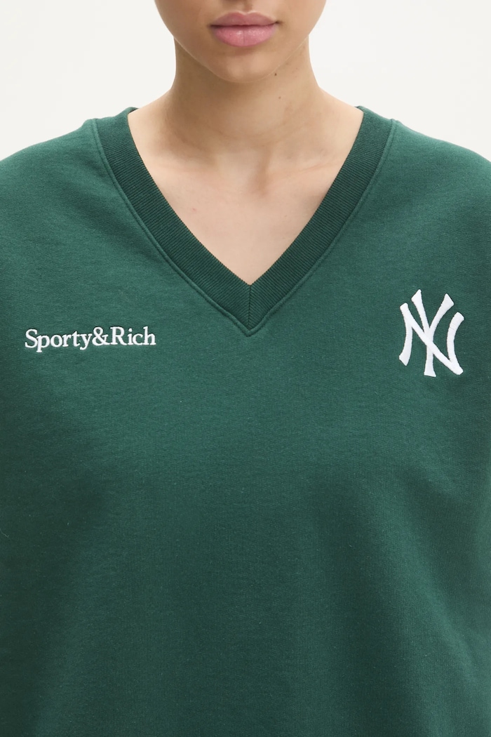 Sporty & Rich cotton gilet Yankees Serif V-Neck green ST045505300GR10