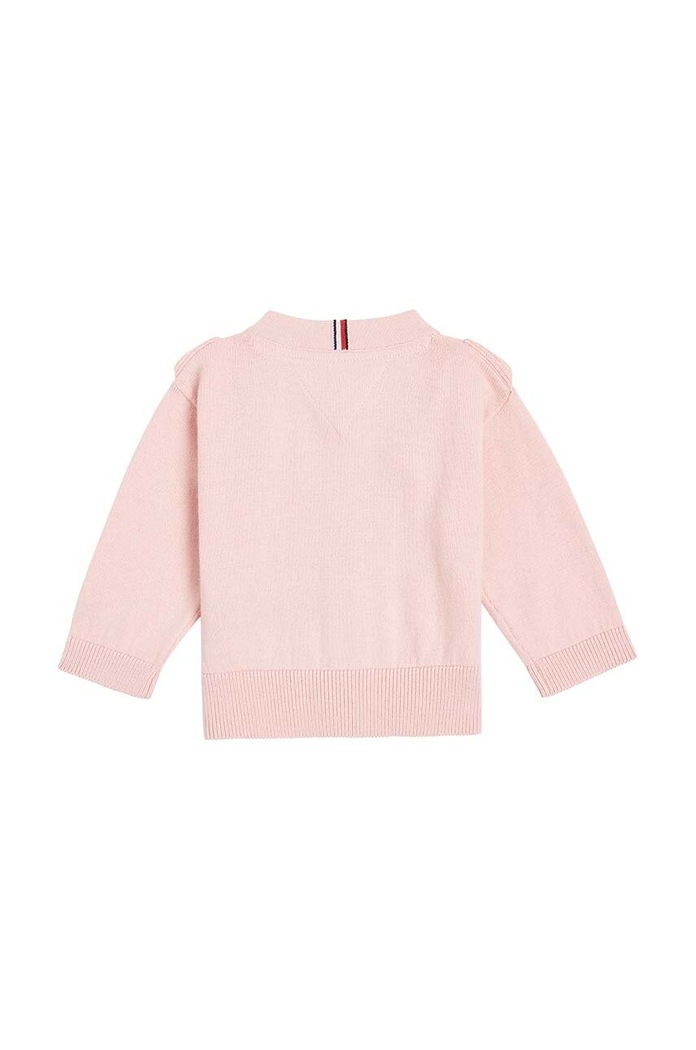 Tommy Hilfiger kardigan bawełniany niemowlęcy KN0KN01847.9BYH różowy AW24
