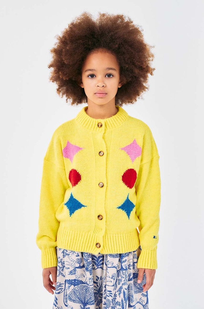 Bobo Choses kardigan z domieszką wełny dziecięcy Sparkles z domieszką wełny żółty 224AC123