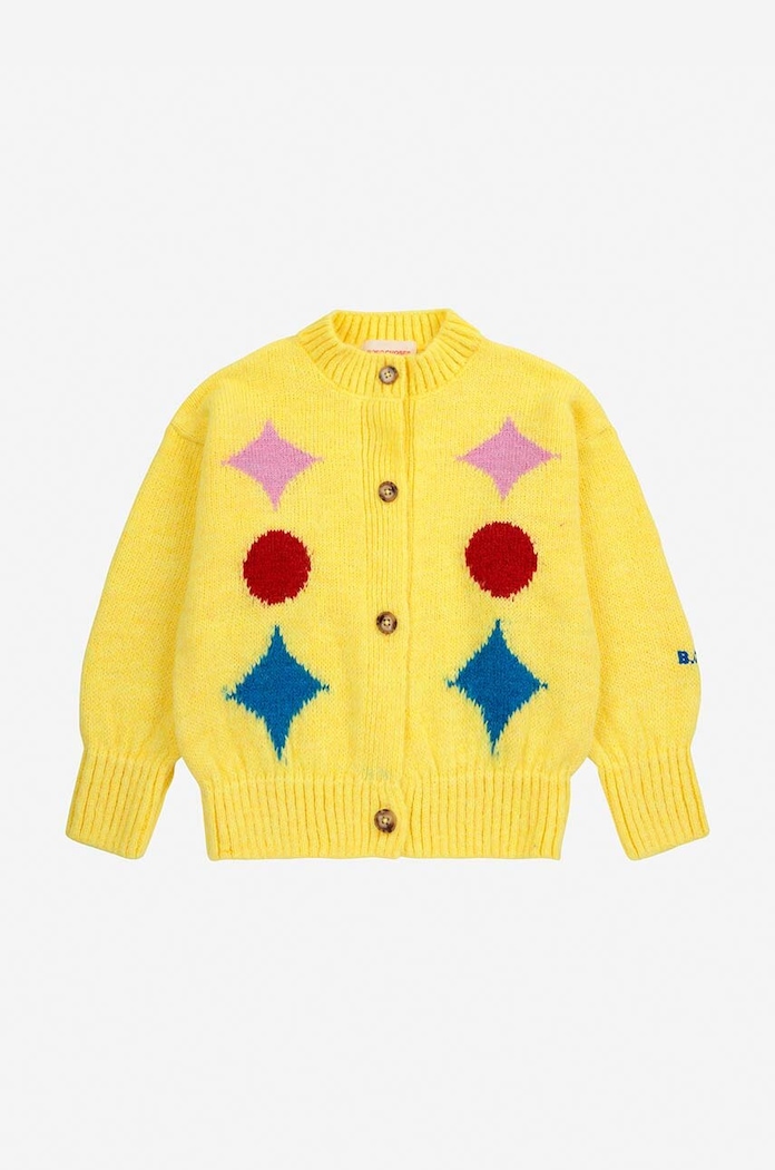 Bobo Choses kardigan z domieszką wełny dziecięcy Sparkles 224AC123 żółty AW24