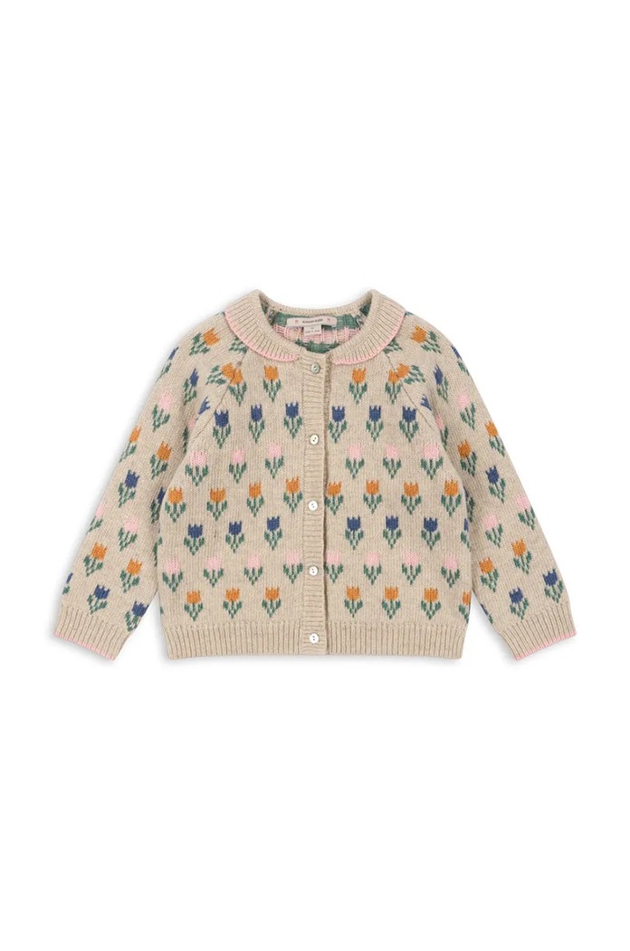 Детска вълнена жилетка Konges Sløjd BELOU KNIT CARDIGAN вълна бежов KS101424