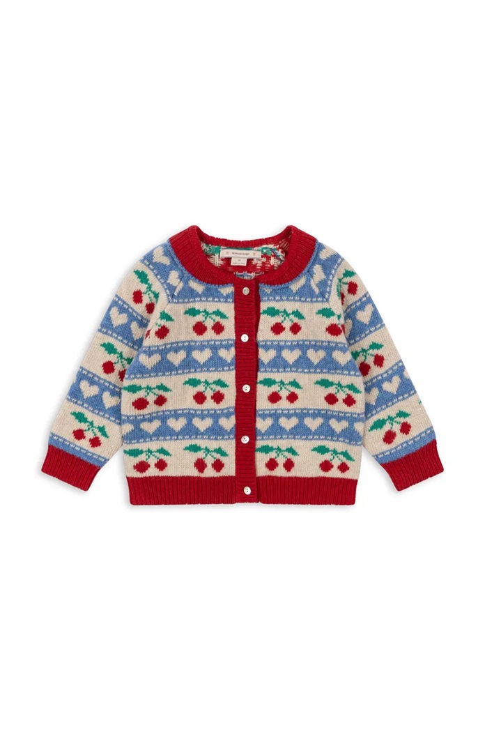 Detský vlnený kardigan Konges Sløjd BELOU KNIT CARDIGAN KS101424 modrá AW24