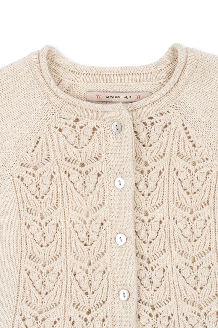 DÍVKA Dětský svetr Konges Sløjd CABBY FRILL CARDIGAN KS101445 béžová