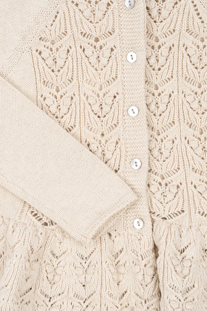 Dětský svetr Konges Sløjd CABBY FRILL CARDIGAN béžová KS101445