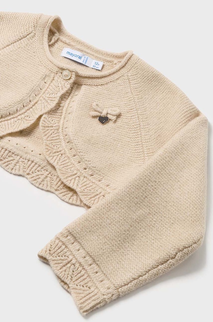 Mayoral sweter z domieszką wełny dziecięcy 308.4B.Baby.9BYH beżowy AW24