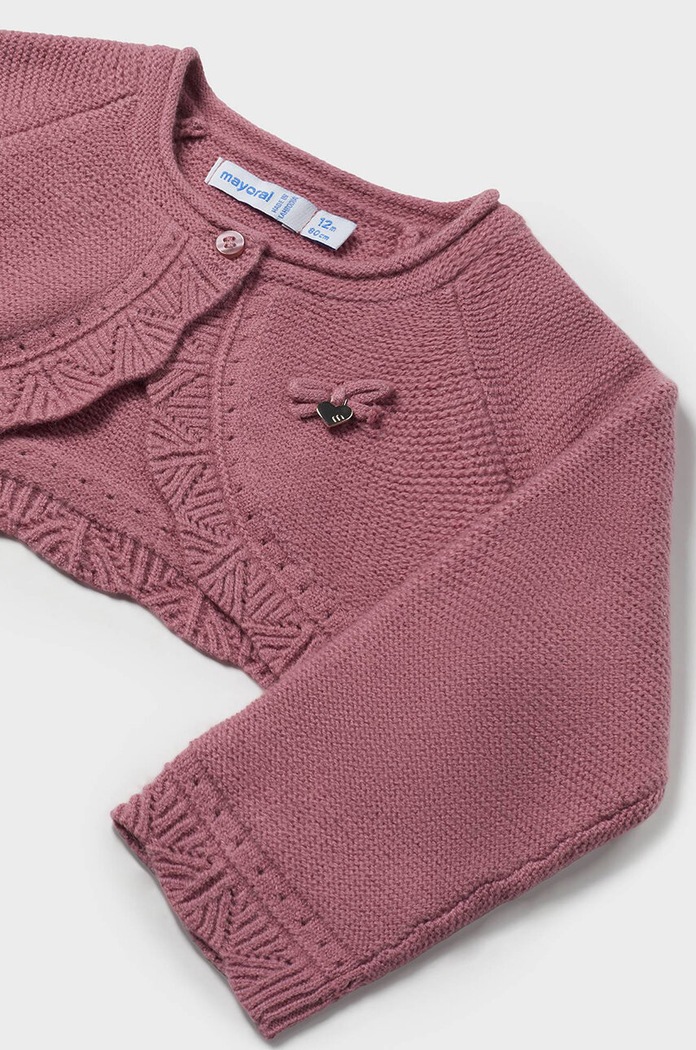 Mayoral sweter z domieszką wełny dziecięcy 308.4B.Baby.9BYH różowy AW24