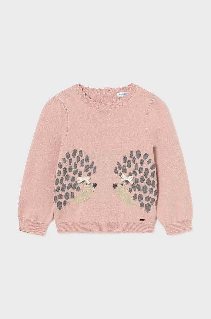 Mayoral sweter z domieszką wełny niemowlęcy drobny wzór różowy 2322.4C.Baby.9BYH