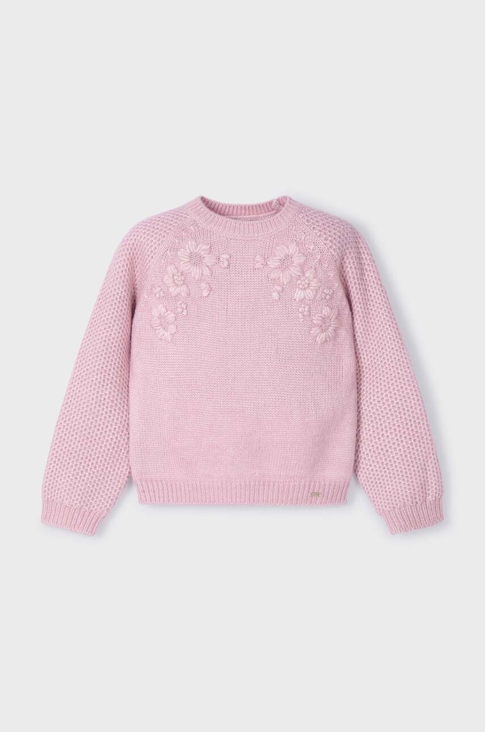 Mayoral sweter dziecięcy aplikacja różowy 4354.6C.Mini.9BYH