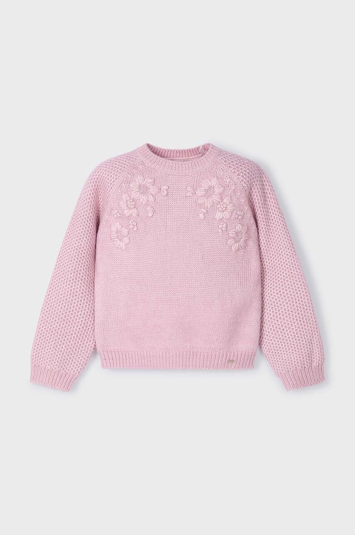 Mayoral sweter dziecięcy aplikacja różowy 4354.6C.Mini.9BYH