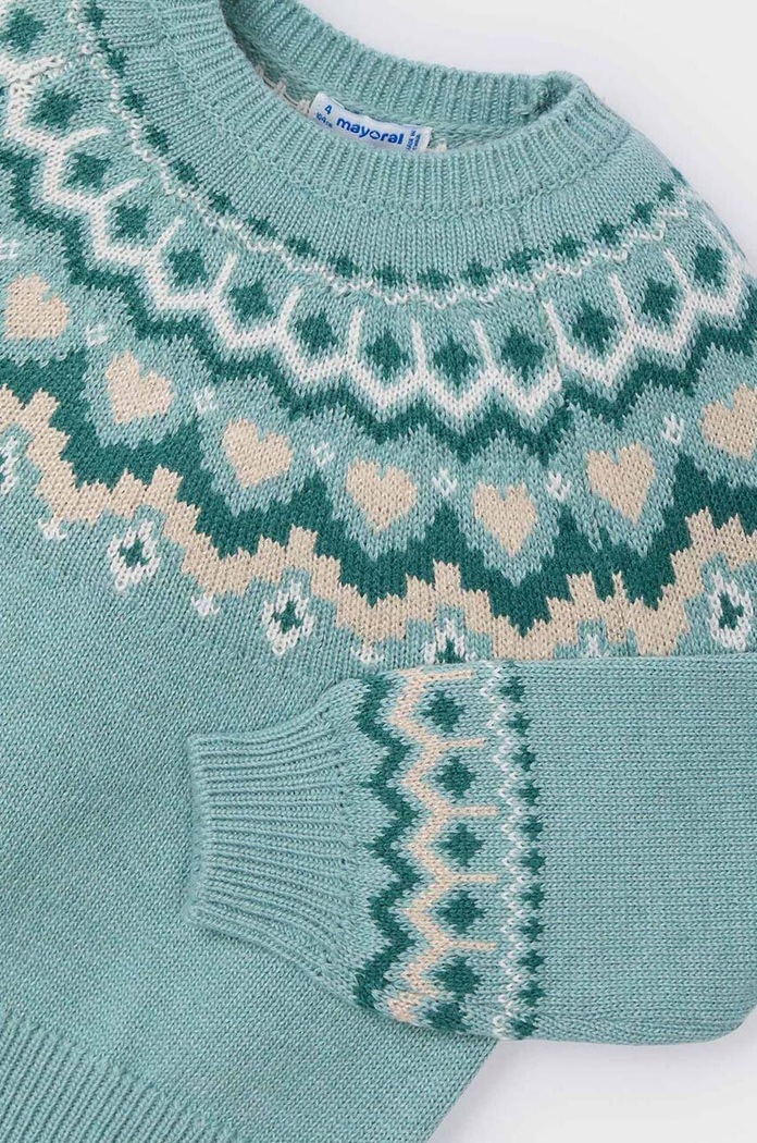 Mayoral sweter z domieszką wełny dziecięcy 4358.6E.Mini.9BYH turkusowy AW24