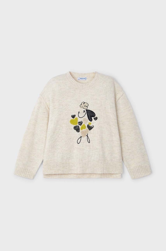 Mayoral sweter z domieszką wełny dziecięcy 4359.6F.Mini.9BYH beżowy AW24