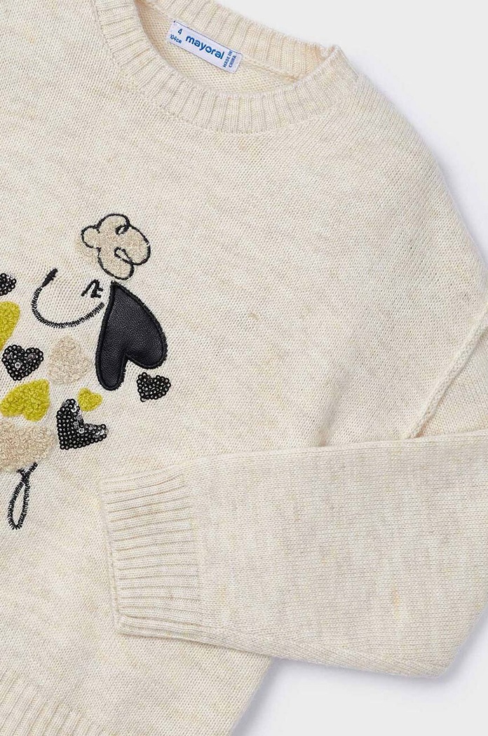 Dziewczynka Mayoral sweter z domieszką wełny dziecięcy 4359.6F.Mini.9BYH beżowy
