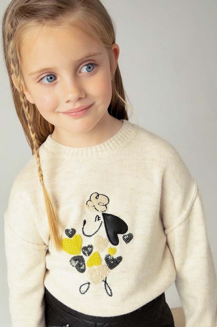 Mayoral sweter z domieszką wełny dziecięcy beżowy 4359.6F.Mini.9BYH