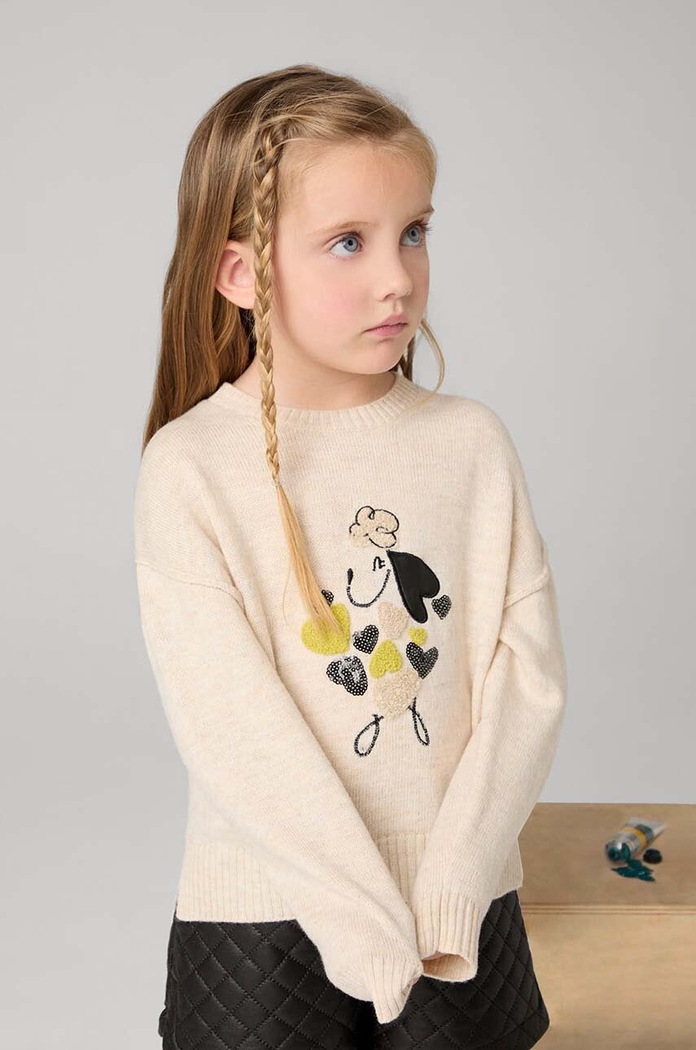 Mayoral sweter z domieszką wełny dziecięcy 4359.6F.Mini.9BYH beżowy