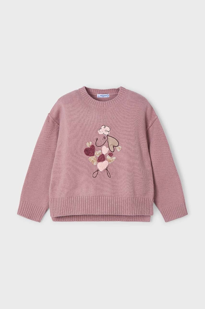 Mayoral sweter z domieszką wełny dziecięcy z domieszką wełny różowy 4359.6F.Mini.9BYH