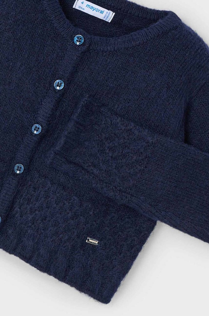 Mayoral sweter z domieszką wełny dziecięcy 4361.6B.Mini.9BYH granatowy AW24