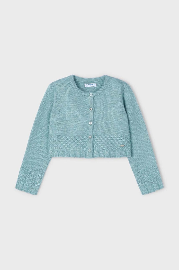 Mayoral sweter z domieszką wełny dziecięcy 4361.6B.Mini.9BYH turkusowy AW24