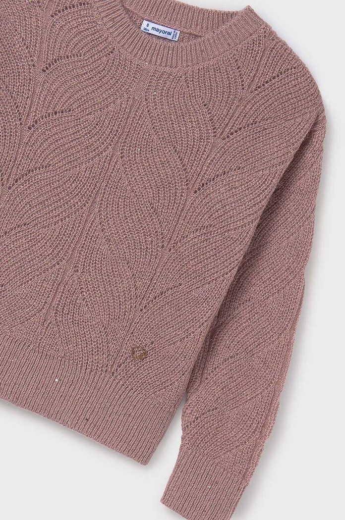 Mayoral sweter z domieszką wełny dziecięcy 7303.8B.Junior.9BYH różowy AW24