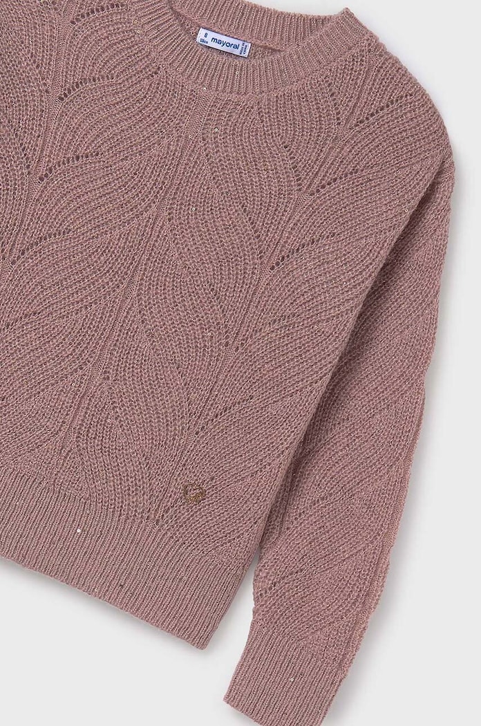 Mayoral sweter z domieszką wełny dziecięcy 7303.8B.Junior.9BYH różowy AW24