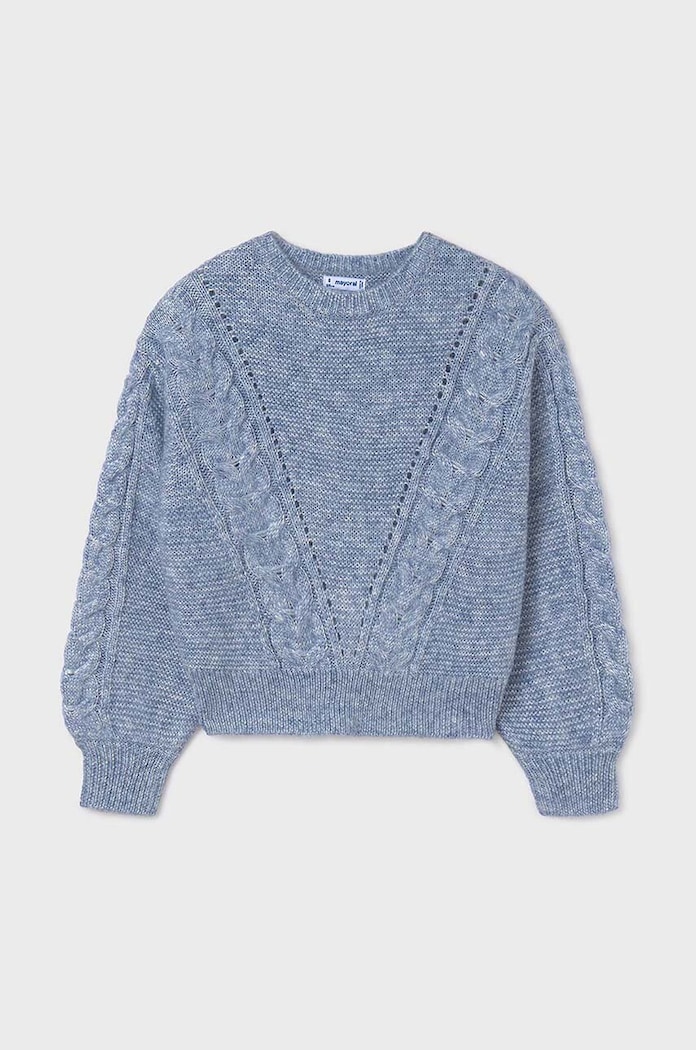 Mayoral sweter z domieszką wełny dziecięcy 7310.8G.Junior.9BYH niebieski AW24