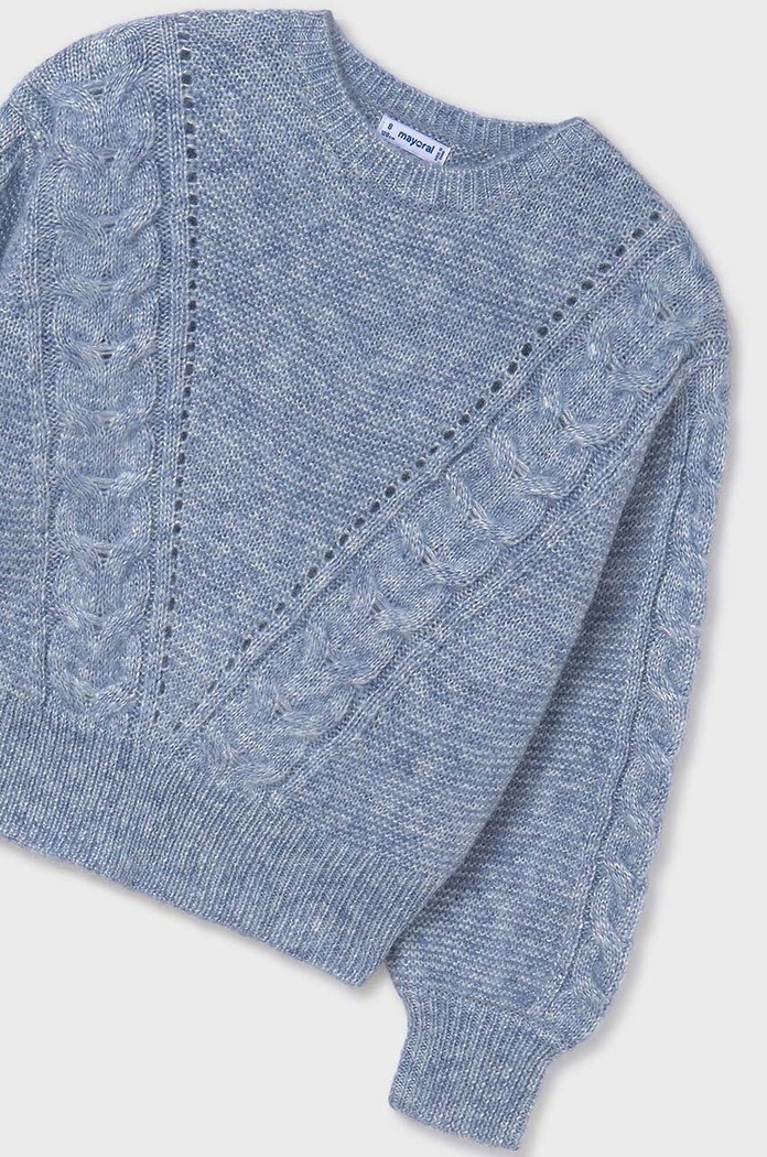 Dziewczynka Mayoral sweter z domieszką wełny dziecięcy 7310.8G.Junior.9BYH niebieski
