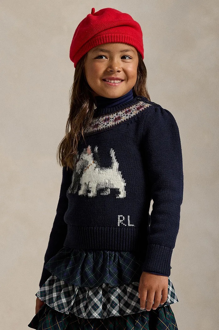 Детски памучен пуловер Polo Ralph Lauren средно дебел тъмносин 312950806001