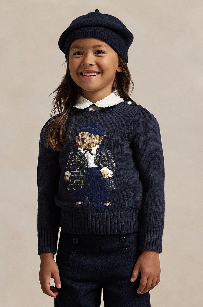Polo Ralph Lauren sweter bawełniany dziecięcy aplikacja granatowy 312951750001