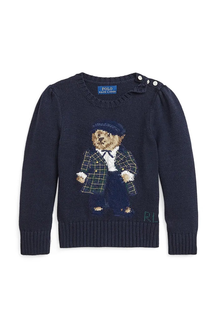 Polo Ralph Lauren sweter bawełniany dziecięcy 312951750001 granatowy AW24