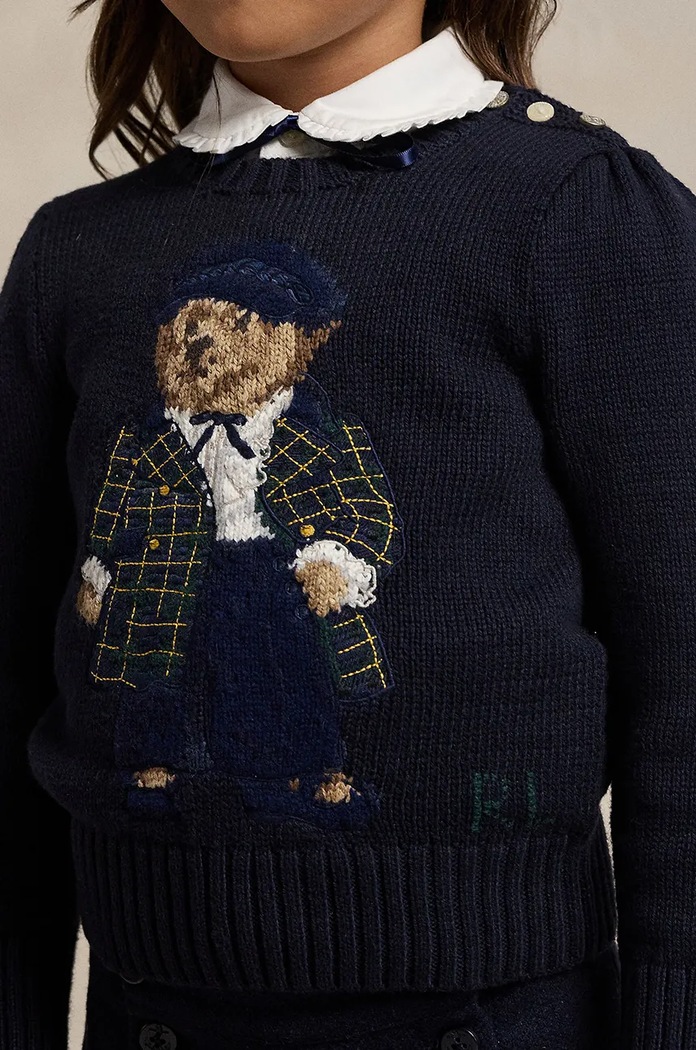 Polo Ralph Lauren sweter bawełniany dziecięcy granatowy 312951750001