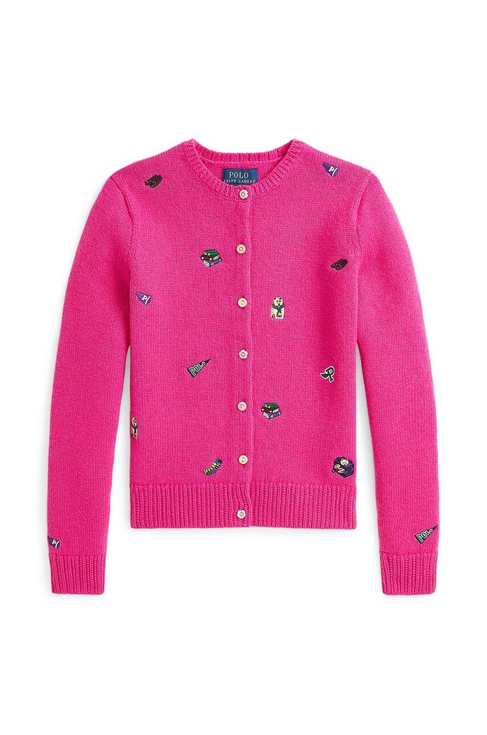 Dětský vlněný kardigan Polo Ralph Lauren vlna růžová 313950809001