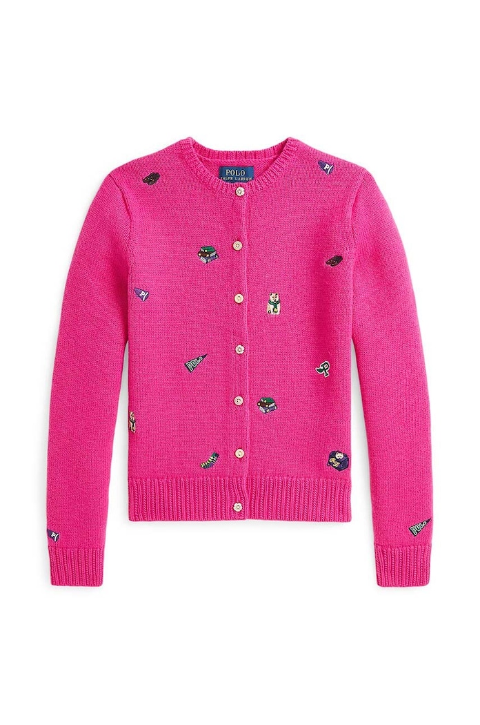 Dětský vlněný kardigan Polo Ralph Lauren vlna růžová 313950809001
