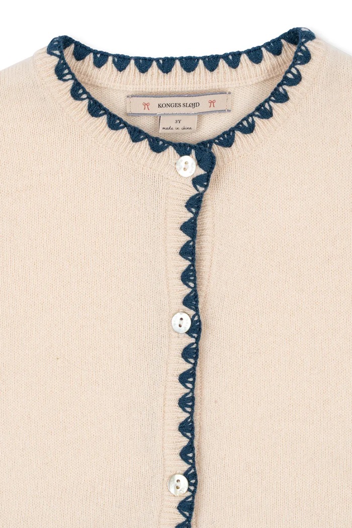 Detský vlnený kardigan Konges Sløjd COLLETTE KNIT CARDIGAN béžová KS101934