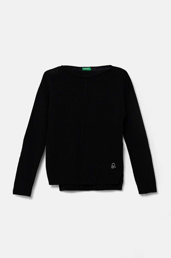 United Colors of Benetton sweter wełniany dziecięcy wełna czarny 1244C106X.G.Seasonal