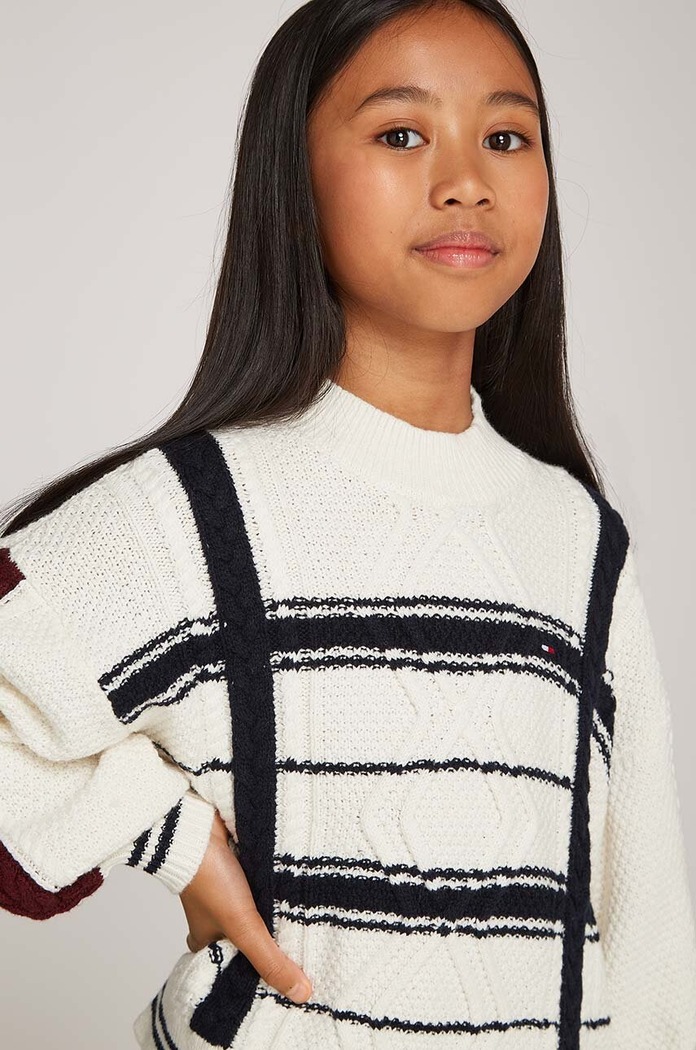Tommy Hilfiger sweter z domieszką wełny dziecięcy KG0KG08158.9BYH. beżowy