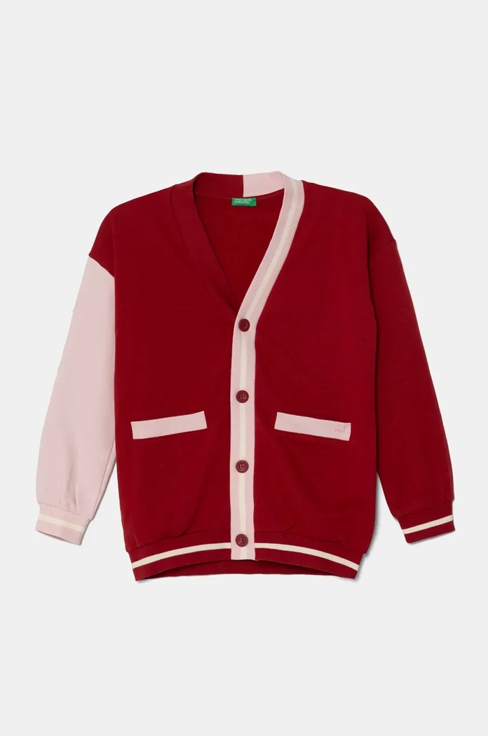 Детски суичър United Colors of Benetton без качулка бордо 32N4C600G.G.Seasonal