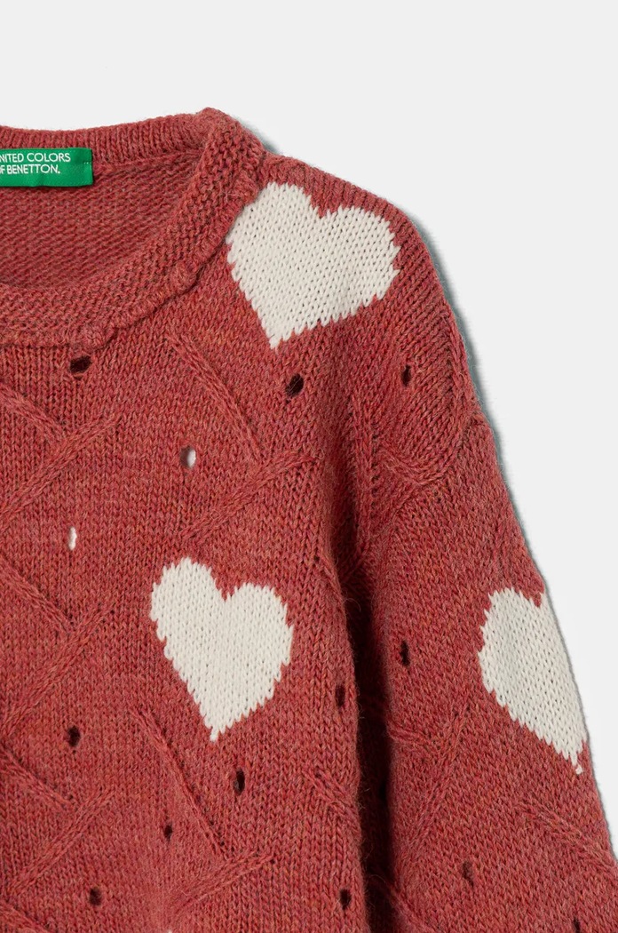 Djevojčice Dječji pulover s postotkom vune United Colors of Benetton 1076H102A.P.Seasonal roza