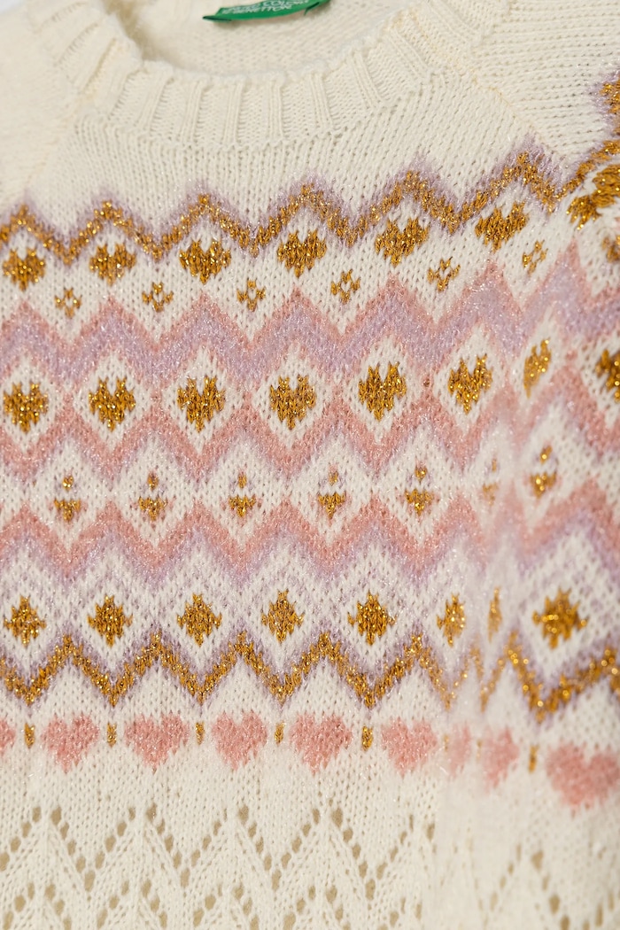 Dziewczynka United Colors of Benetton Sweter z domieszką wełny dziecięcy 1176Q107K.G.Seasonal beżowy