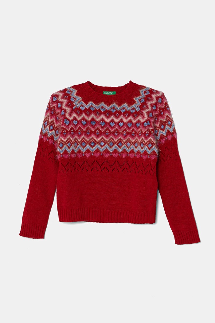 Dětský svetr s příměsí vlny United Colors of Benetton s příměsí vlny červená 1176Q107K.G.Seasonal
