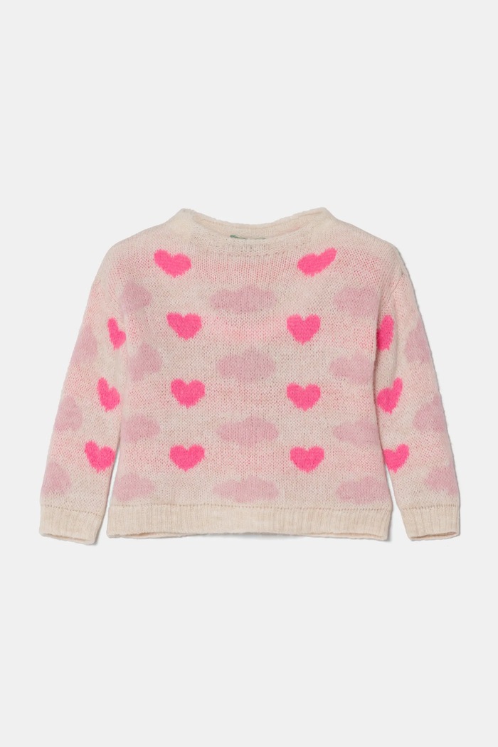 United Colors of Benetton Sweter z domieszką wełny dziecięcy beżowy 106QH102H.P.Seasonal