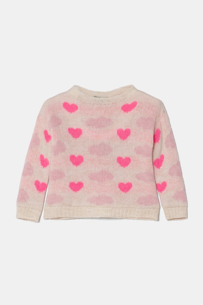 United Colors of Benetton Sweter z domieszką wełny dziecięcy beżowy 106QH102H.P.Seasonal