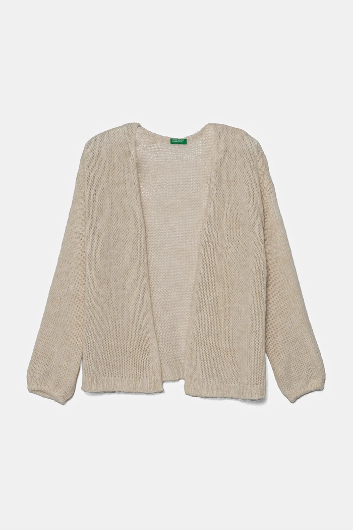 United Colors of Benetton kardigan z domieszką wełny z domieszką wełny beżowy 136QC601M.G.Seasonal