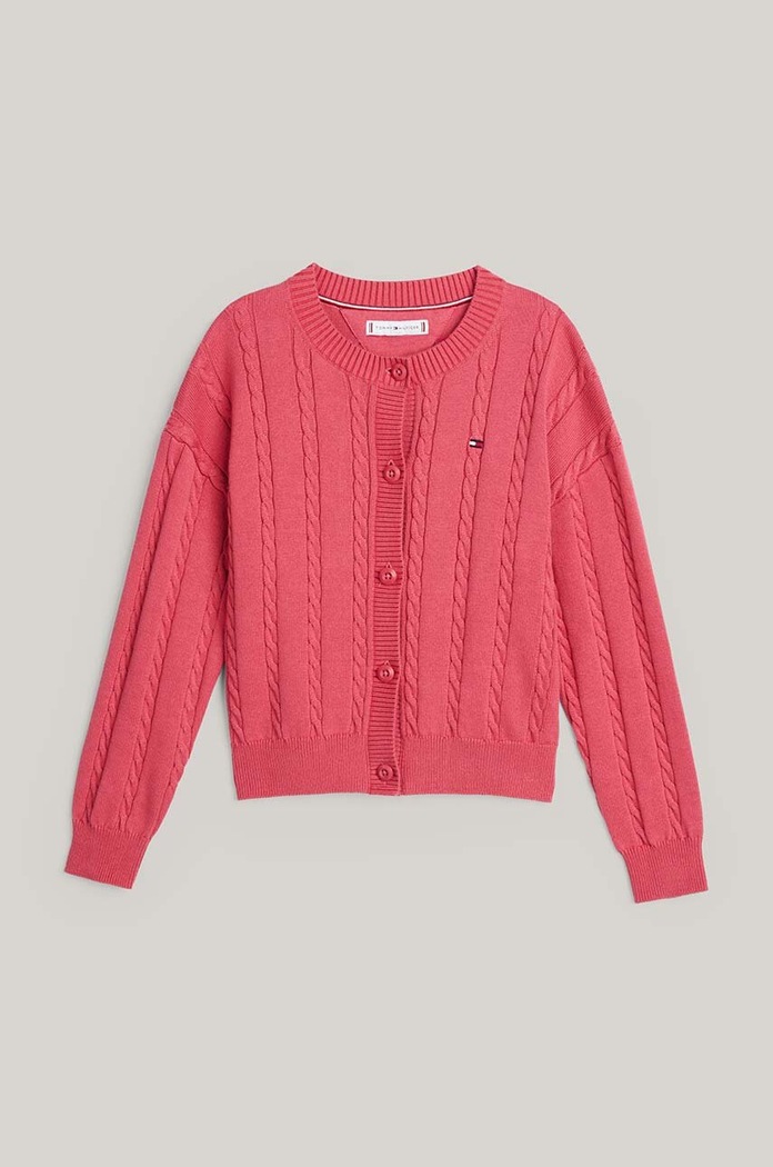 Tommy Hilfiger kardigan bawełniany dziecięcy KG0KG08546.9BYH.128.176 czerwony AW24