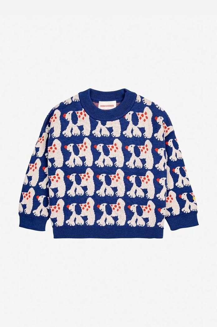 Παιδικό βαμβακερό πουλόβερ Bobo Choses Fairy Dog 224AC114 σκούρο μπλε AW24