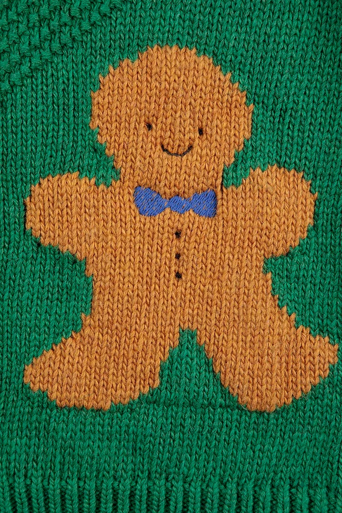 CHLAPEC Dětský kardigan s příměsí vlny Bobo Choses Gingerbread 224FB005 zelená