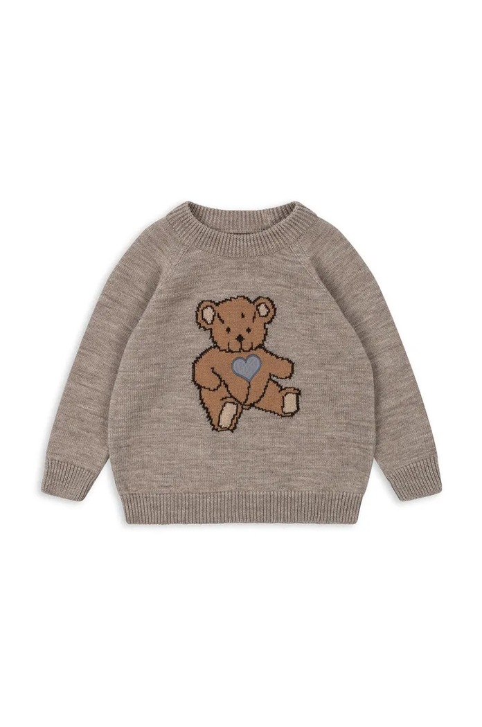 Detský vlnený sveter Konges Sløjd BILLI KNIT BLOUSE vlna hnedá KS101436