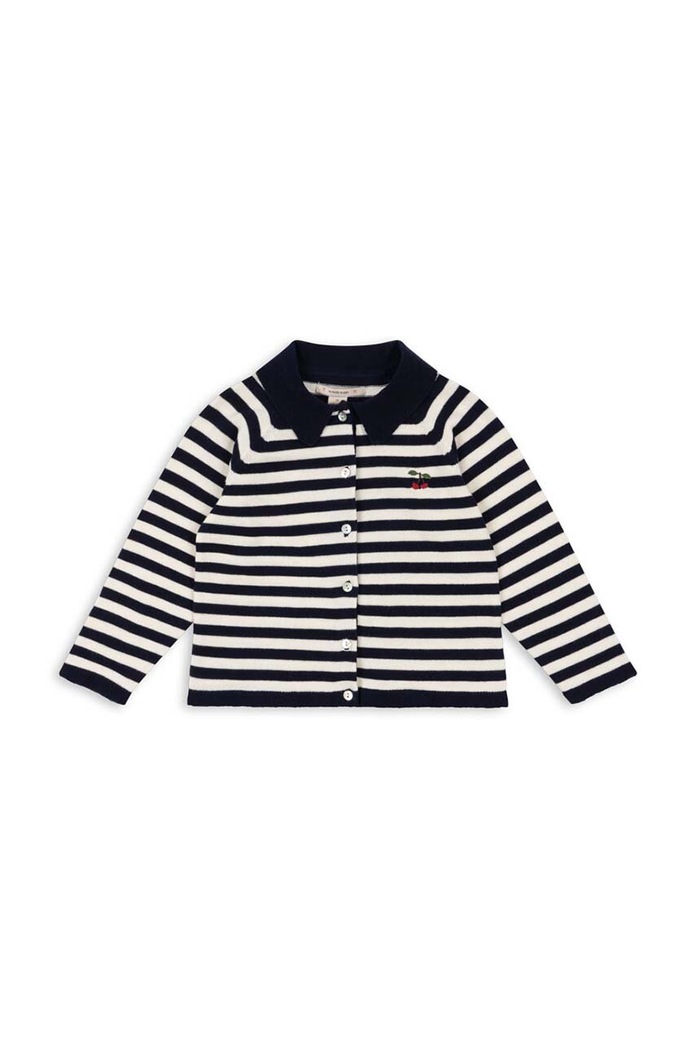 Детска памучна жилетка Konges Sløjd VENTON KNIT CARDIGAN GOTS KS101722 тъмносин AW24