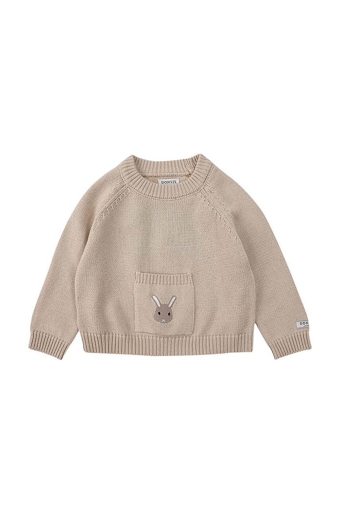 Donsje sweter bawełniany niemowlęcy Loeke Sweater Bunny 3026001. beżowy AW24