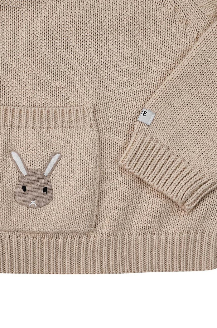 Donsje sweter bawełniany niemowlęcy Loeke Sweater Bunny beżowy 3026001.