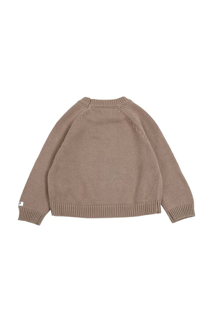 Băieți Donsje pulover din bumbac pentru bebeluși Loeke Sweater Bear 3026002. maro