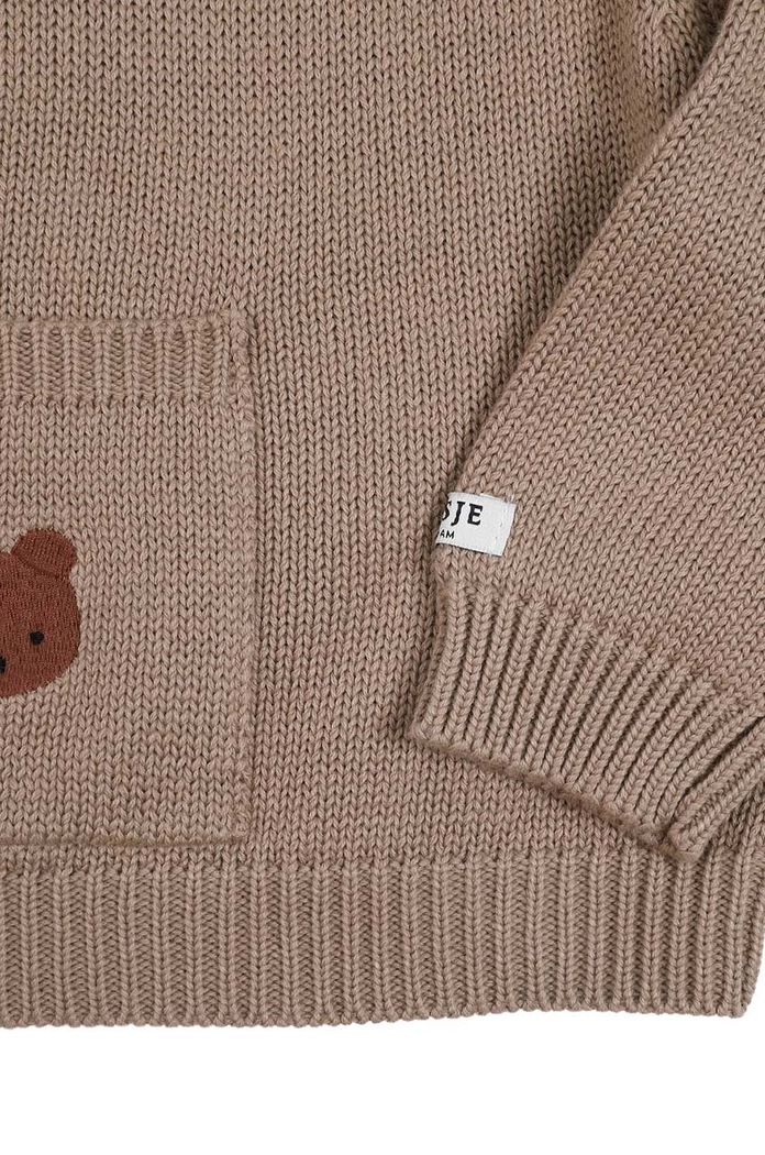Donsje pulover din bumbac pentru bebeluși Loeke Sweater Bear maro 3026002.